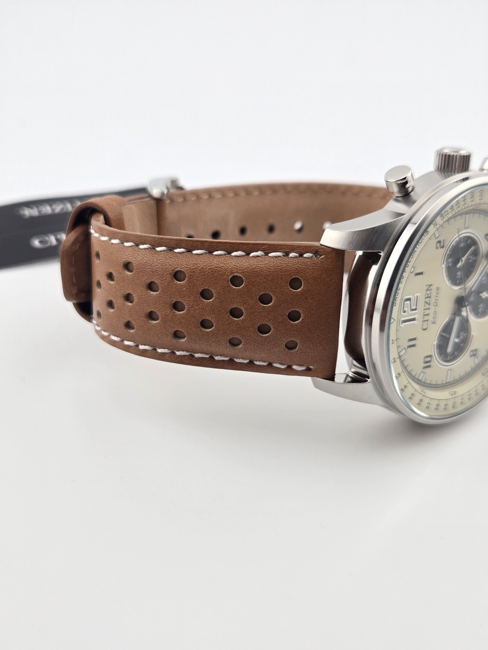 NEW Citizen Men's CA4500-08X Eco-Drive Chronograph Stainless Steel Leather Watch - Picture 4 of 15